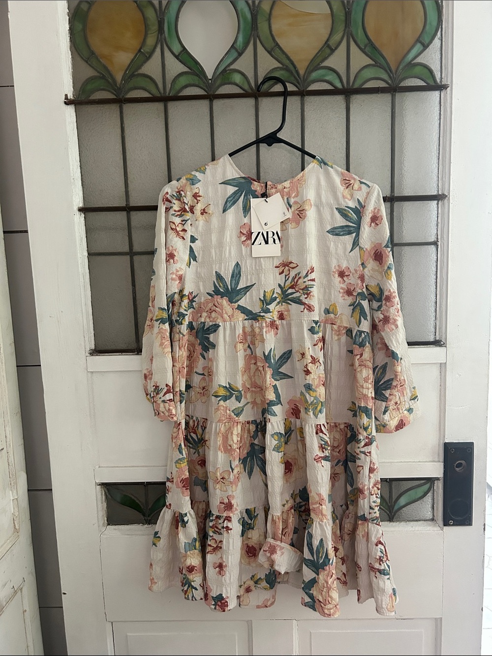 New ZARA The Sharon Floral Tiered Mini Dress Size Small
